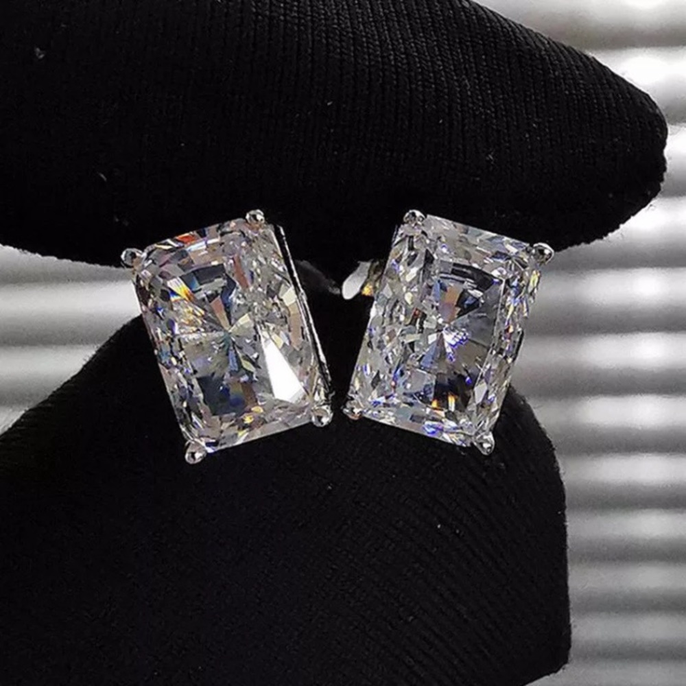 Geometric 3ct 18kt white gold plated earrings